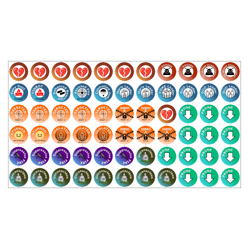 Set de 66 jetons marqueurs d'état pour Infinity Set de 66 jetons marqueurs d'état pour Infinity